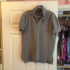 Polo by Ralph Lauren Men's Light Gray Polo with Purple Pony